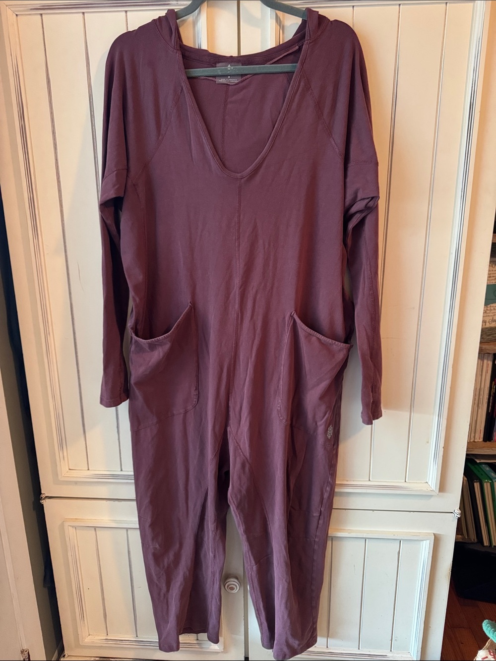 FP Movement by Free People V-Neck Long-Sleeve Pocket Jumpsuit - Plum